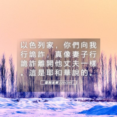 Picture 05 - 耶 利 米 書 3:20 CUVT - 以 色 列 家 ， 你 們 向 我 行 詭 詐 - Bible Verse Picture