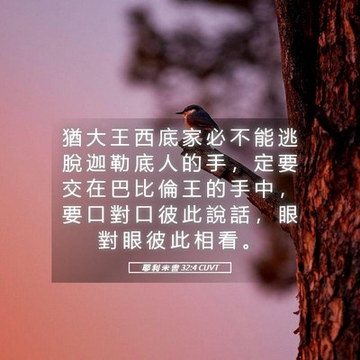 Picture 05 - 耶 利 米 書 32:4 CUVT - 猶 大 王 西 底 家 必 不 能 逃 脫 迦 - Bible Verse Picture
