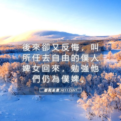 Picture 05 - 耶 利 米 書 34:11 CUVT - 後 來 卻 又 反 悔 ， 叫 所 任 去 自 - Bible Verse Picture