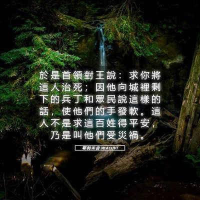 Picture 05 - 耶 利 米 書 38:4 CUVT - 於 是 首 領 對 王 說 ： 求 你 將 這 - Bible Verse Picture