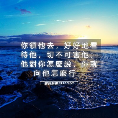 Picture 05 - 耶 利 米 書 39:12 CUVT - 你 領 他 去 ， 好 好 地 看 待 他 ， - Bible Verse Picture