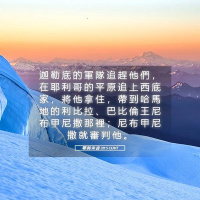 Picture 05 - 耶 利 米 書 39:5 CUVT - 迦 勒 底 的 軍 隊 追 趕 他 們 ， 在 - Bible Verse Picture