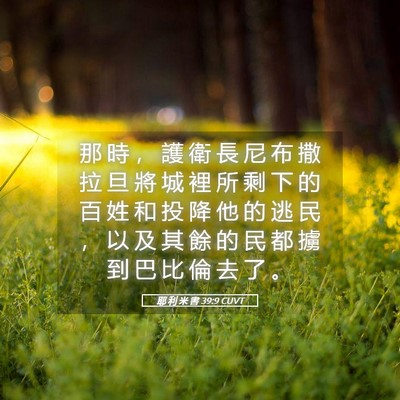 Picture 05 - 耶 利 米 書 39:9 CUVT - 那 時 ， 護 衛 長 尼 布 撒 拉 旦 將 - Bible Verse Picture