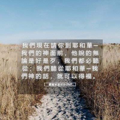 Picture 05 - 耶 利 米 書 42:6 CUVT - 我 們 現 在 請 你 到 耶 和 華 ─ 我 - Bible Verse Picture