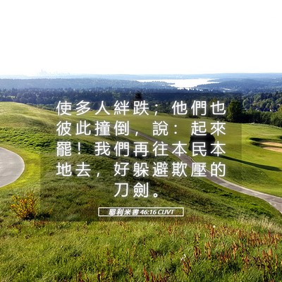 Picture 05 - 耶 利 米 書 46:16 CUVT - 使 多 人 絆 跌 ； 他 們 也 彼 此 撞 - Bible Verse Picture