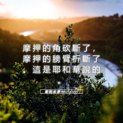 Picture 05 - 耶 利 米 書 48:25 CUVT - 摩 押 的 角 砍 斷 了 ， 摩 押 的 膀 - Bible Verse Picture