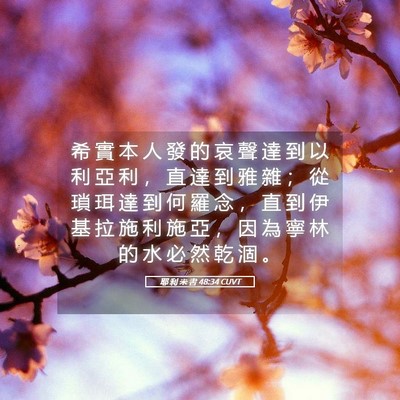 Picture 05 - 耶 利 米 書 48:34 CUVT - 希 實 本 人 發 的 哀 聲 達 到 以 利 - Bible Verse Picture