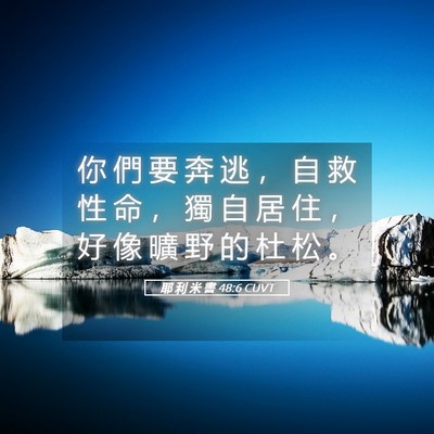 Picture 05 - 耶 利 米 書 48:6 CUVT - 你 們 要 奔 逃 ， 自 救 性 命 ， 獨 - Bible Verse Picture