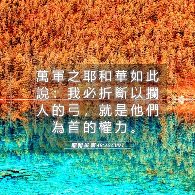 Picture 05 - 耶 利 米 書 49:35 CUVT - 萬 軍 之 耶 和 華 如 此 說 ： 我 必 - Bible Verse Picture