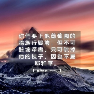 Picture 05 - 耶 利 米 書 5:10 CUVT - 你 們 要 上 他 葡 萄 園 的 牆 施 行 - Bible Verse Picture