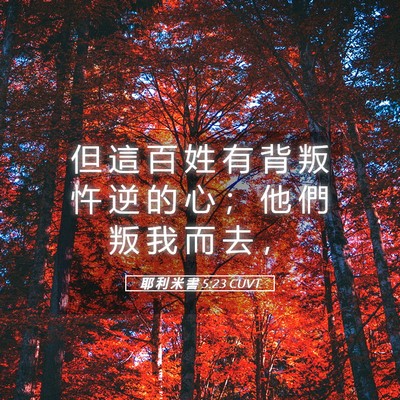 Picture 05 - 耶 利 米 書 5:23 CUVT - 但 這 百 姓 有 背 叛 忤 逆 的 心 ； - Bible Verse Picture
