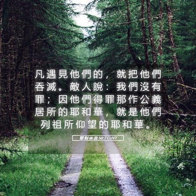 Picture 05 - 耶 利 米 書 50:7 CUVT - 凡 遇 見 他 們 的 ， 就 把 他 們 吞 - Bible Verse Picture
