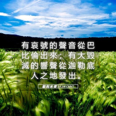 Picture 05 - 耶 利 米 書 51:54 CUVT - 有 哀 號 的 聲 音 從 巴 比 倫 出 來 - Bible Verse Picture