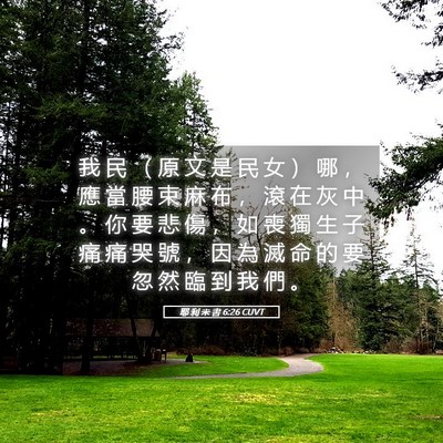 Picture 05 - 耶 利 米 書 6:26 CUVT - 我 民 （ 原 文 是 民 女 ） 哪 ， 應 - Bible Verse Picture