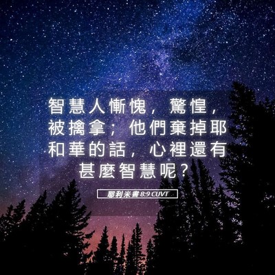 Picture 05 - 耶 利 米 書 8:9 CUVT - 智 慧 人 慚 愧 ， 驚 惶 ， 被 擒 拿 - Bible Verse Picture