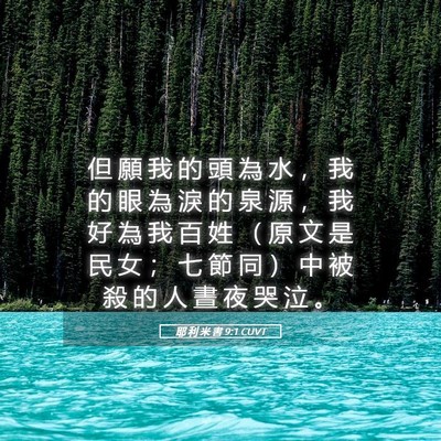 Picture 05 - 耶 利 米 書 9:1 CUVT - 但 願 我 的 頭 為 水 ， 我 的 眼 為 - Bible Verse Picture