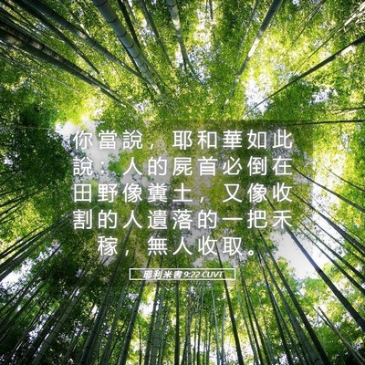 Picture 05 - 耶 利 米 書 9:22 CUVT - 你 當 說 ， 耶 和 華 如 此 說 ： 人 - Bible Verse Picture