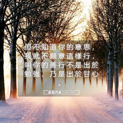Picture 05 - 腓 利 門 書 1:14 CUVT - 但 不 知 道 你 的 意 思 ， 我 就 不 - Bible Verse Picture