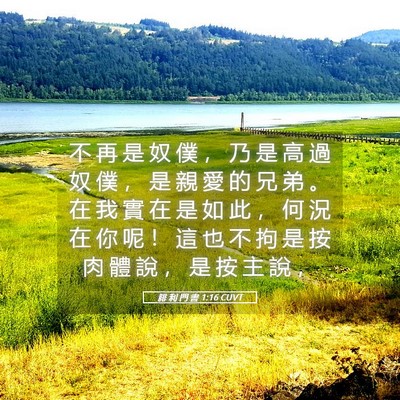 Picture 05 - 腓 利 門 書 1:16 CUVT - 不 再 是 奴 僕 ， 乃 是 高 過 奴 僕 - Bible Verse Picture