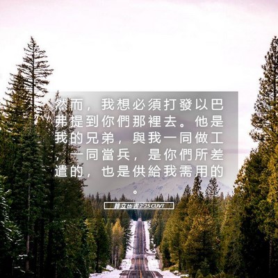 Picture 05 - 腓 立 比 書 2:25 CUVT - 然 而 ， 我 想 必 須 打 發 以 巴 弗 - Bible Verse Picture