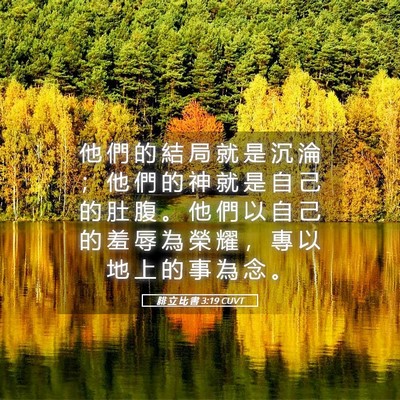 Picture 05 - 腓 立 比 書 3:19 CUVT - 他 們 的 結 局 就 是 沉 淪 ； 他 們 - Bible Verse Picture