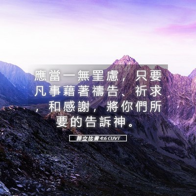 Picture 05 - 腓 立 比 書 4:6 CUVT - 應 當 一 無 罣 慮 ， 只 要 凡 事 藉 - Bible Verse Picture