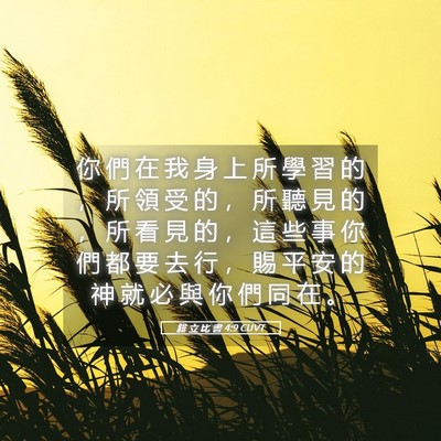 Picture 05 - 腓 立 比 書 4:9 CUVT - 你 們 在 我 身 上 所 學 習 的 ， 所 - Bible Verse Picture