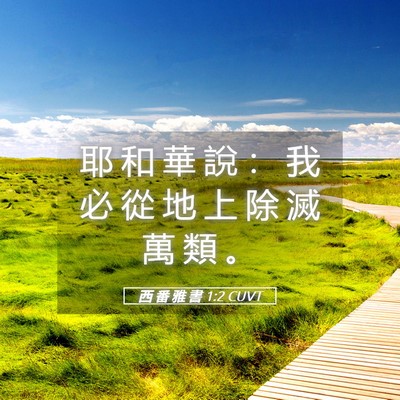 Picture 05 - 西 番 雅 書 1:2 CUVT - 耶 和 華 說 ： 我 必 從 地 上 除 滅 - Bible Verse Picture