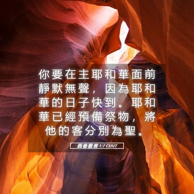 Picture 05 - 西 番 雅 書 1:7 CUVT - 你 要 在 主 耶 和 華 面 前 靜 默 無 - Bible Verse Picture