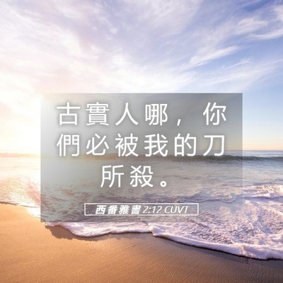 Picture 05 - 西 番 雅 書 2:12 CUVT - 古 實 人 哪 ， 你 們 必 被 我 的 刀 - Bible Verse Picture