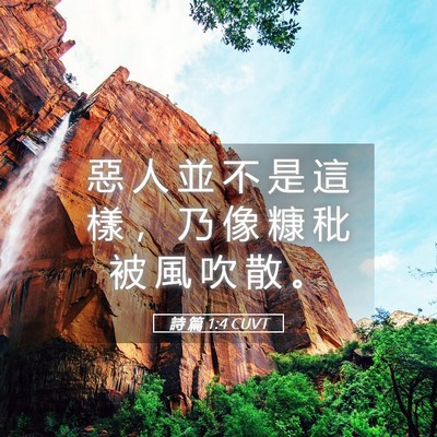 Picture 05 - 詩 篇 1:4 CUVT - 惡 人 並 不 是 這 樣 ， 乃 像 糠 秕 - Bible Verse Picture
