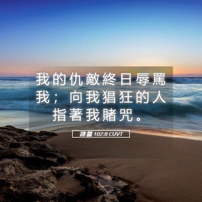 Picture 05 - 詩 篇 102:8 CUVT - 我 的 仇 敵 終 日 辱 罵 我 ； 向 我 - Bible Verse Picture