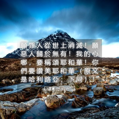 Picture 05 - 詩 篇 104:35 CUVT - 願 罪 人 從 世 上 消 滅 ！ 願 惡 人 - Bible Verse Picture