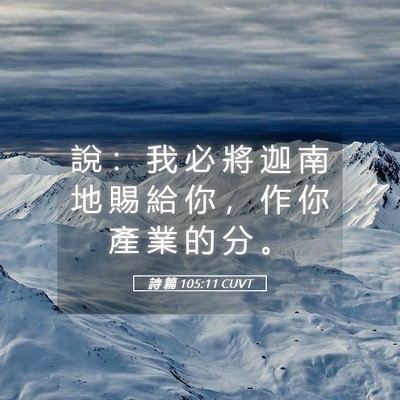 Picture 05 - 詩 篇 105:11 CUVT - 說 ： 我 必 將 迦 南 地 賜 給 你 ， - Bible Verse Picture