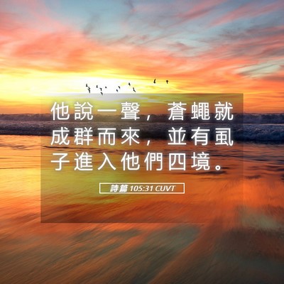 Picture 05 - 詩 篇 105:31 CUVT - 他 說 一 聲 ， 蒼 蠅 就 成 群 而 來 - Bible Verse Picture