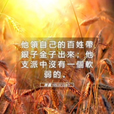 Picture 05 - 詩 篇 105:37 CUVT - 他 領 自 己 的 百 姓 帶 銀 子 金 子 - Bible Verse Picture