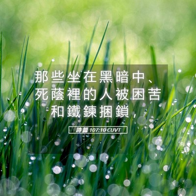Picture 05 - 詩 篇 107:10 CUVT - 那 些 坐 在 黑 暗 中 、 死 蔭 裡 的 - Bible Verse Picture