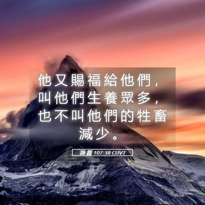 Picture 05 - 詩 篇 107:38 CUVT - 他 又 賜 福 給 他 們 ， 叫 他 們 生 - Bible Verse Picture