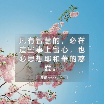 Picture 05 - 詩 篇 107:43 CUVT - 凡 有 智 慧 的 ， 必 在 這 些 事 上 - Bible Verse Picture