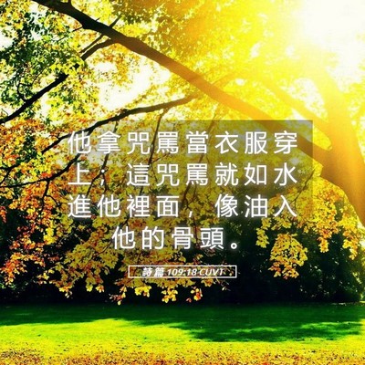 Picture 05 - 詩 篇 109:18 CUVT - 他 拿 咒 罵 當 衣 服 穿 上 ； 這 咒 - Bible Verse Picture