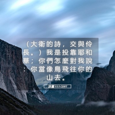 Picture 05 - 詩 篇 11:1 CUVT - （ 大 衛 的 詩 ， 交 與 伶 長 。 ） - Bible Verse Picture