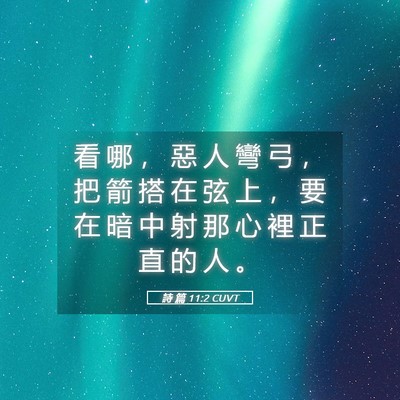Picture 05 - 詩 篇 11:2 CUVT - 看 哪 ， 惡 人 彎 弓 ， 把 箭 搭 在 - Bible Verse Picture
