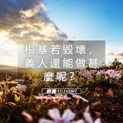 Picture 05 - 詩 篇 11:3 CUVT - 根 基 若 毀 壞 ， 義 人 還 能 做 甚 - Bible Verse Picture