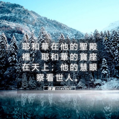 Picture 05 - 詩 篇 11:4 CUVT - 耶 和 華 在 他 的 聖 殿 裡 ； 耶 和 - Bible Verse Picture