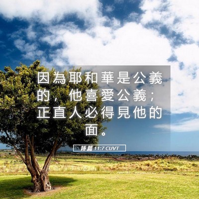 Picture 05 - 詩 篇 11:7 CUVT - 因 為 耶 和 華 是 公 義 的 ， 他 喜 - Bible Verse Picture