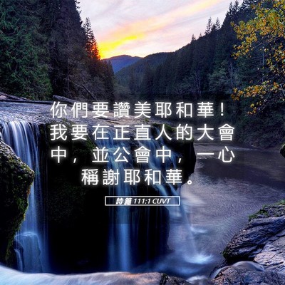 Picture 05 - 詩 篇 111:1 CUVT - 你 們 要 讚 美 耶 和 華 ！ 我 要 在 - Bible Verse Picture