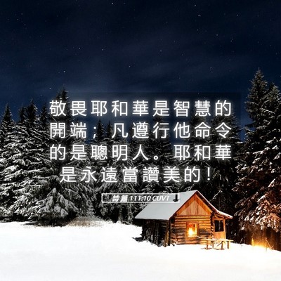 Picture 05 - 詩 篇 111:10 CUVT - 敬 畏 耶 和 華 是 智 慧 的 開 端 ； - Bible Verse Picture
