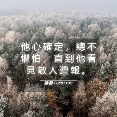 Picture 05 - 詩 篇 112:8 CUVT - 他 心 確 定 ， 總 不 懼 怕 ， 直 到 - Bible Verse Picture