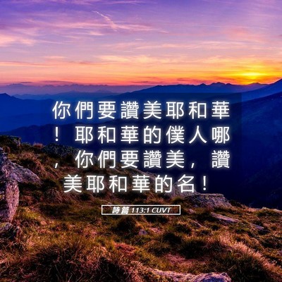 Picture 05 - 詩 篇 113:1 CUVT - 你 們 要 讚 美 耶 和 華 ！ 耶 和 華 - Bible Verse Picture