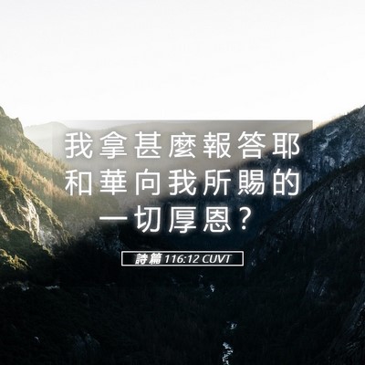 Picture 05 - 詩 篇 116:12 CUVT - 我 拿 甚 麼 報 答 耶 和 華 向 我 所 - Bible Verse Picture